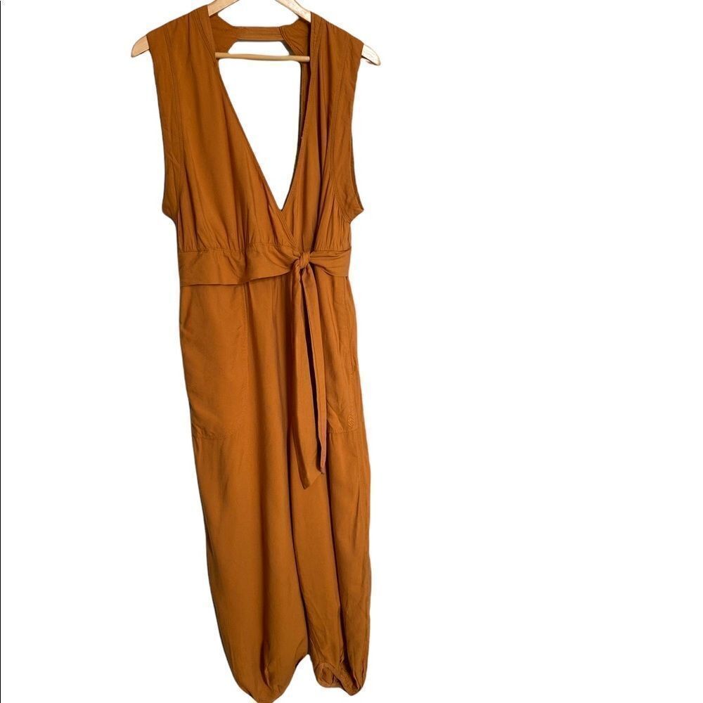 Free People Movement Orange Sleeveless Jumpsuit Size Small